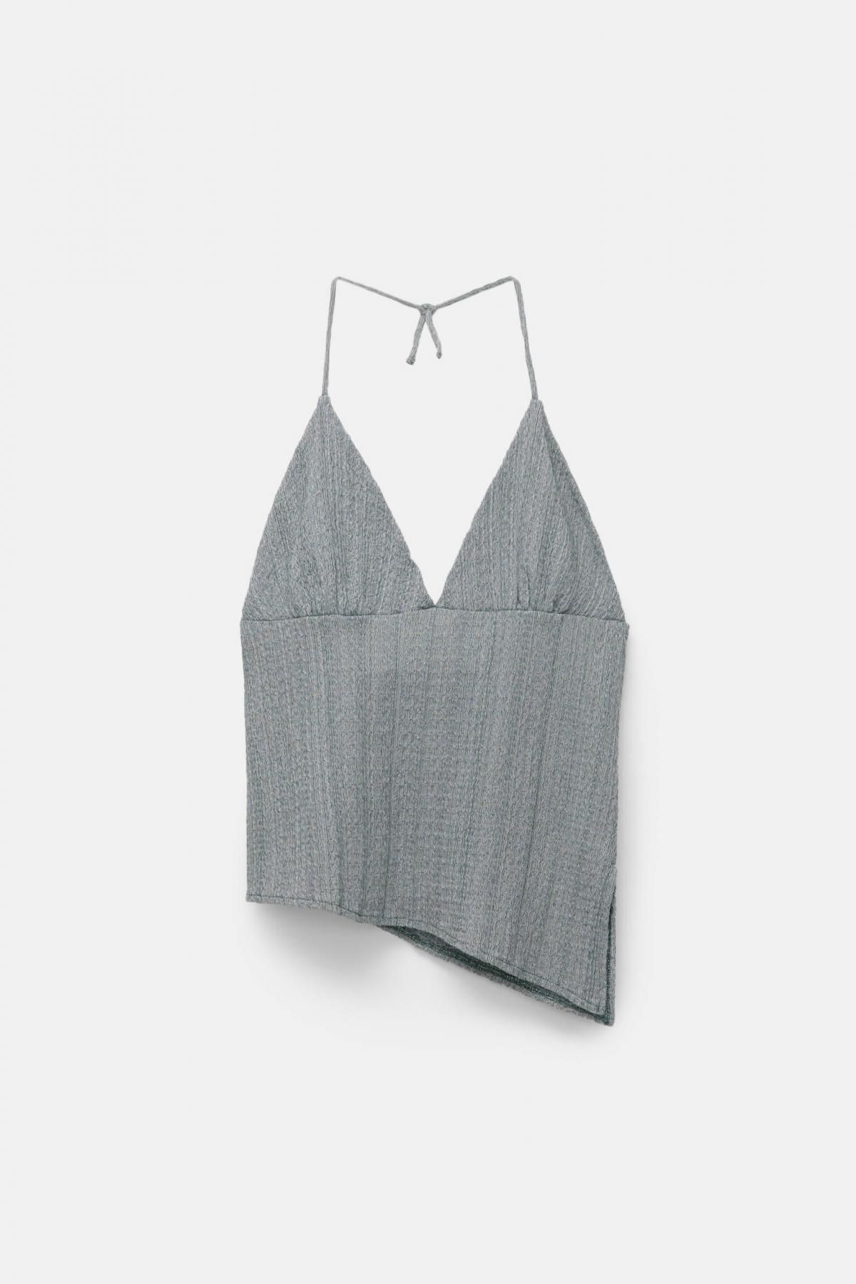 풀앤베어 비대칭 크레이프 브이넥 홀터넥 민소매 탑 7152/377 PALE GREY - 메인 이미지