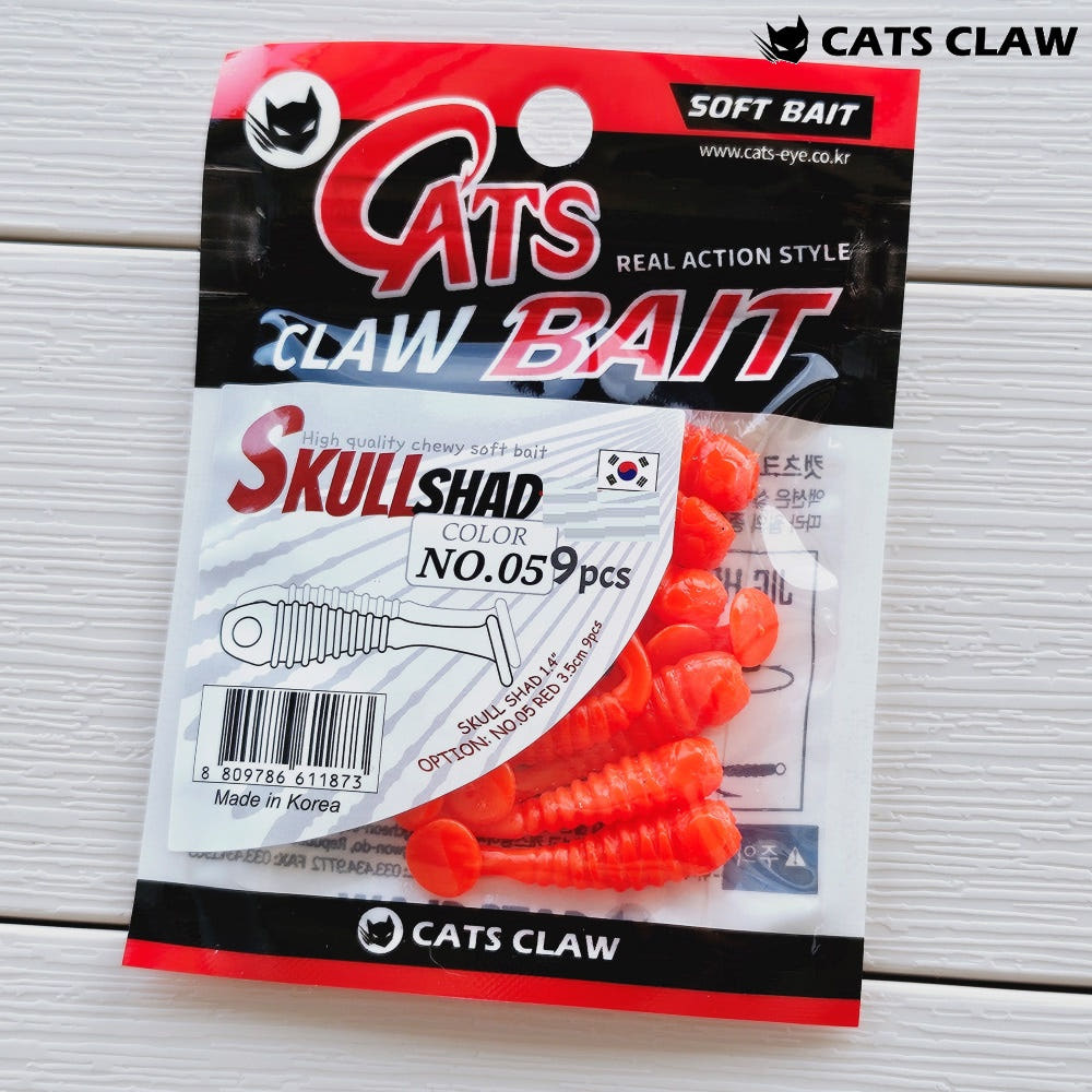 캣츠크로우 스컬쉐드 송어웜 꺽지웜 내만 풀치웜 005 레드, 3.6cm(1.4인치) - 상세 이미지 3