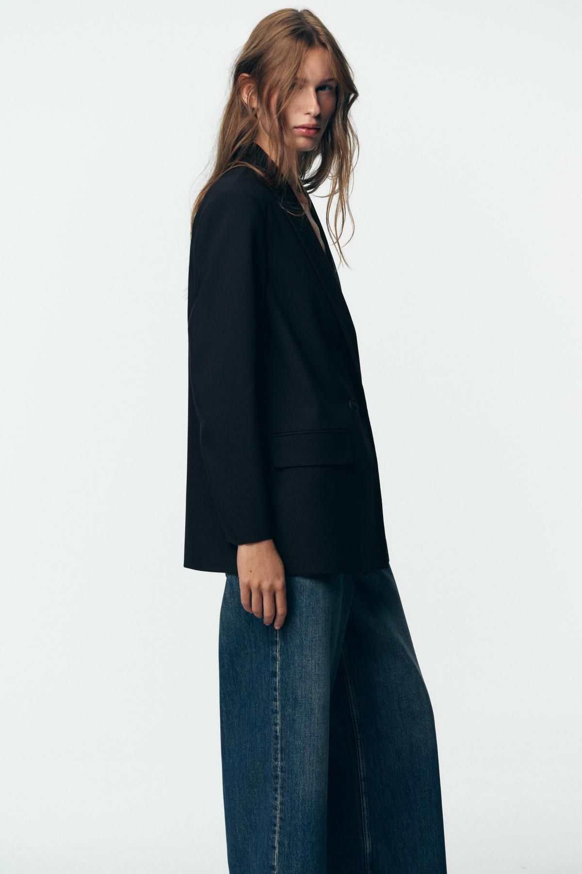 자라 오버핏 더블 브레스트 블레이저 2753/122 BLACK - 상세 이미지 4