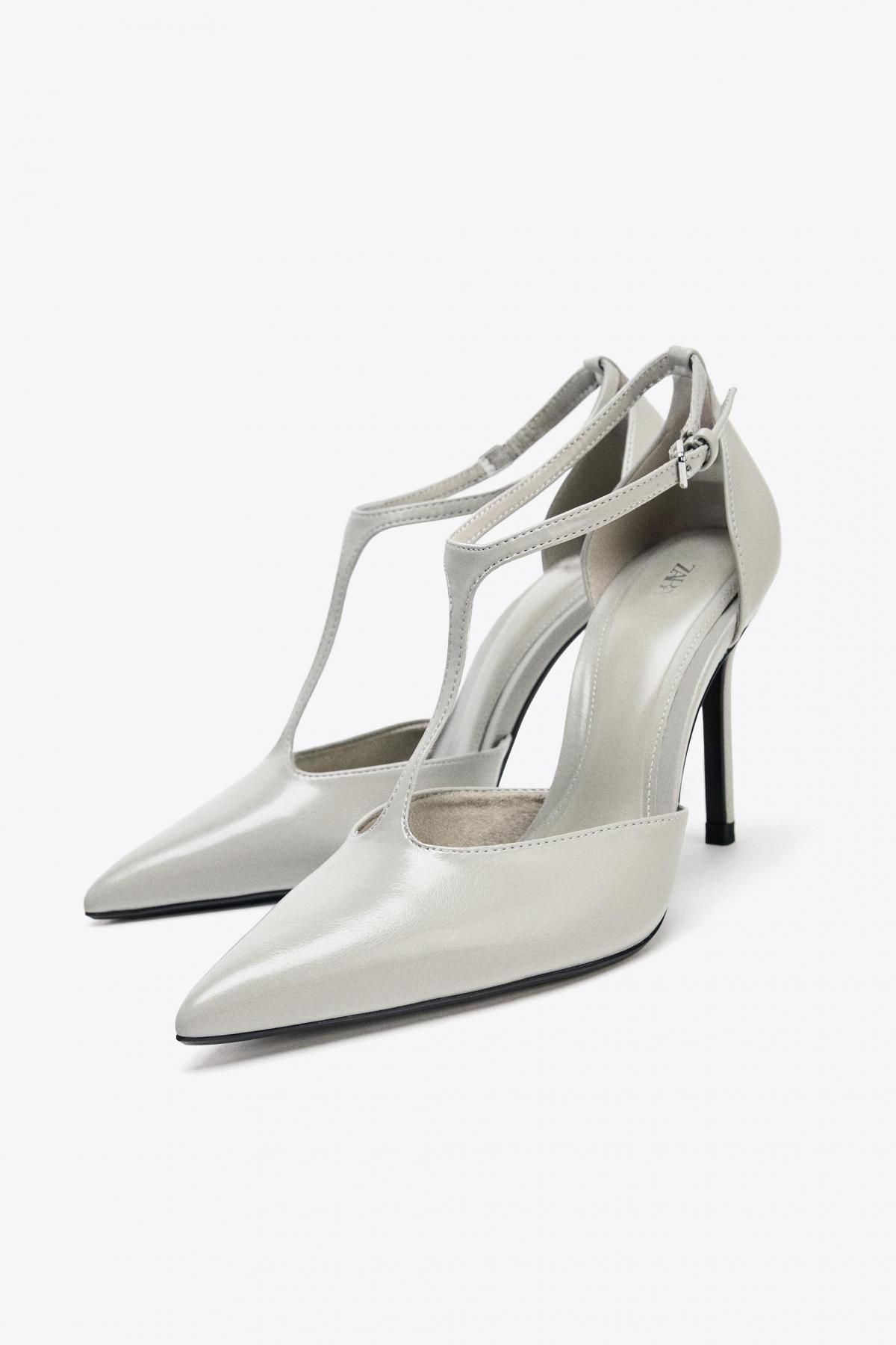 자라 크랙 텍스처 스트랩 하이힐 슈즈 1233/610 LIGHT GREY - 상세 이미지 3