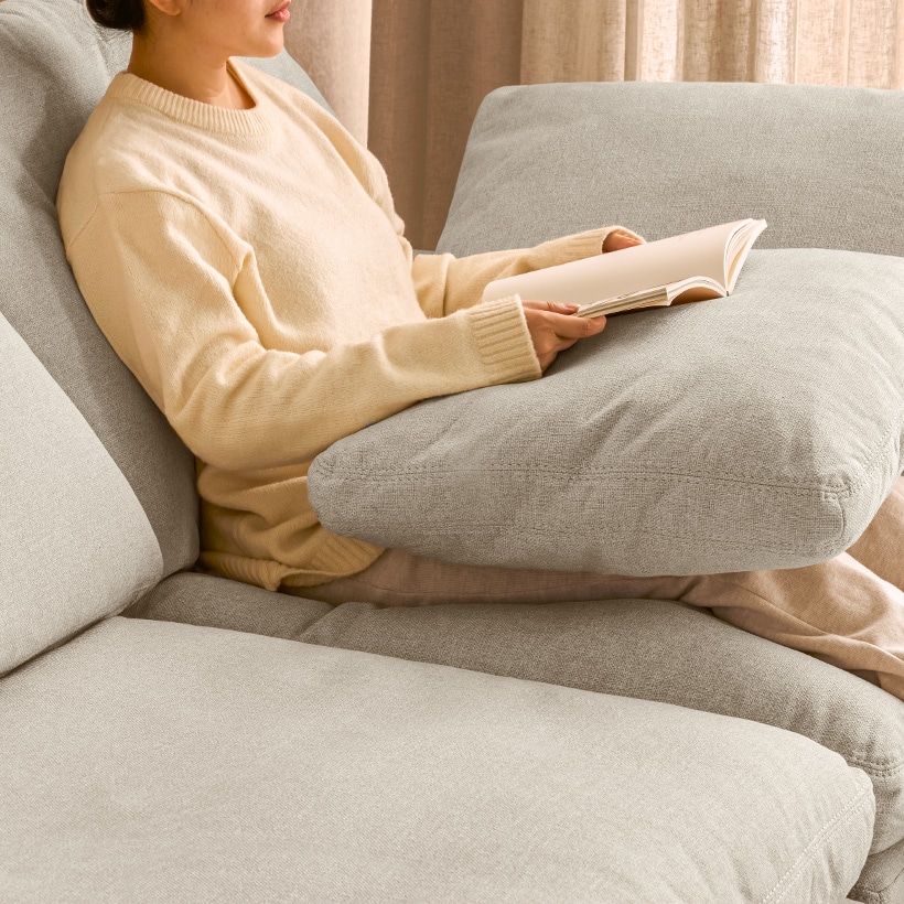 까사미아 캄포 구스30 클래식 소파 스툴포함, 아이보리, 3인용