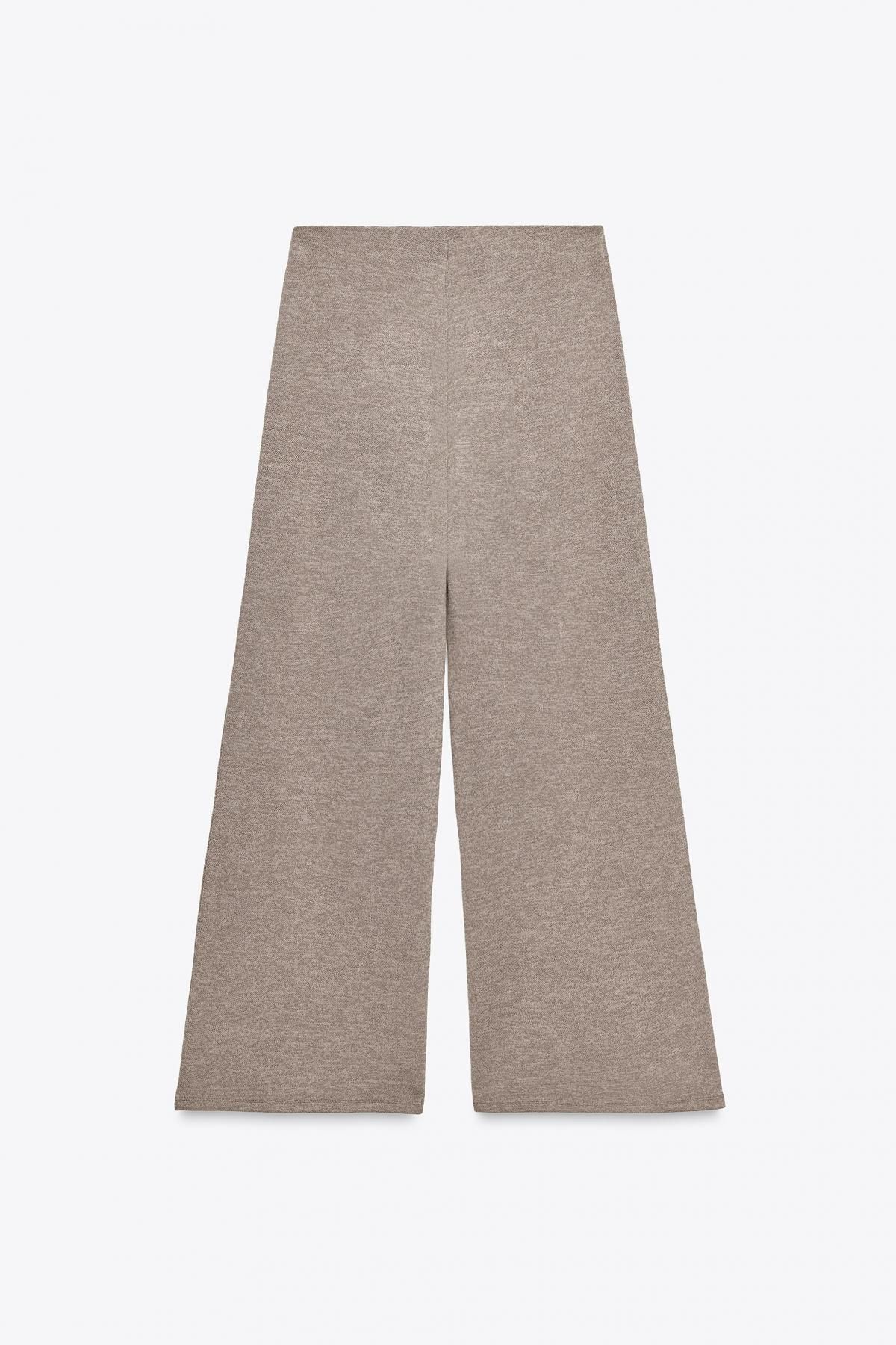 자라 미니멀 와이드핏 베이직 피케 와이드 팬츠 5067/165 LIGHT BROWN - 상세 이미지 4