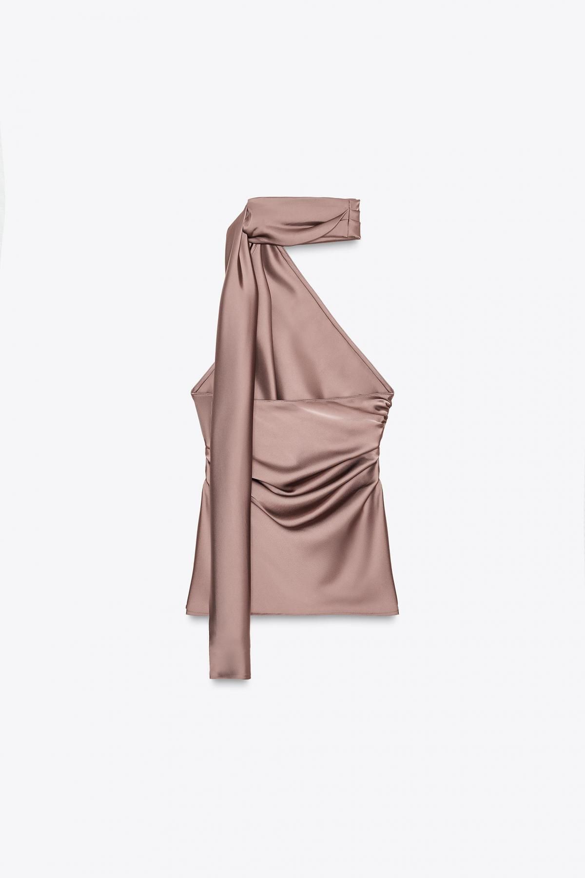 자라 새틴 홀터넥 스카프 탑 4772/157 LIGHT PINK - 상세 이미지 5