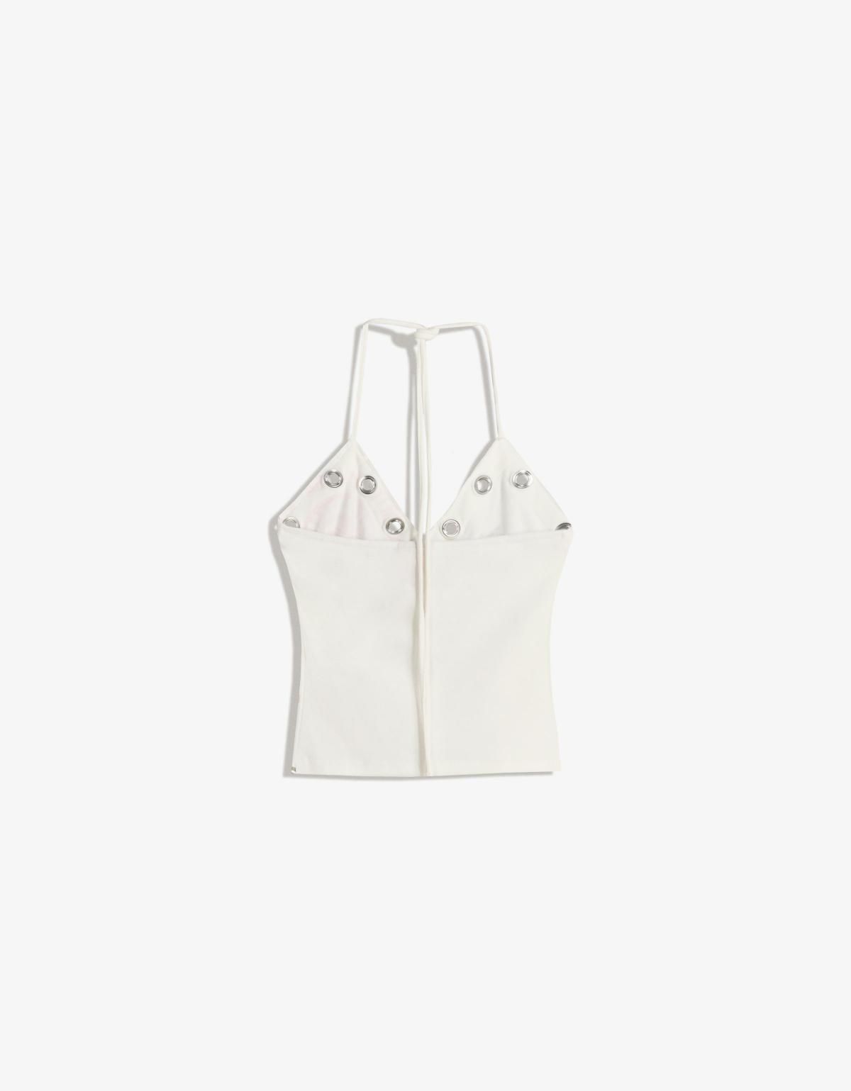 버쉬카 본더치 그래픽 아일렛 홀터넥 민소매 탑 8901/210 OFF WHITE - 상세 이미지 2