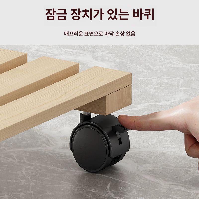 바퀴 화분 받침대 선반 이동식 플랜트 지지대 6륜길이60x너비40탄화목 - 상세 이미지 3