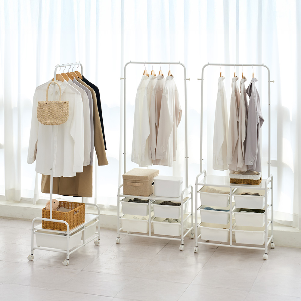 무베즈 서랍형 이동식행거 2단 드레스룸 스탠드 옷걸이 행거