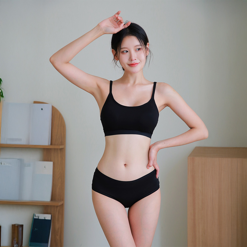DDO 여성 속옷세트 편한 노와이어 여자 언더웨어 심리스 브라팬티세트 블랙, 90, 1장 - 상세 이미지 2