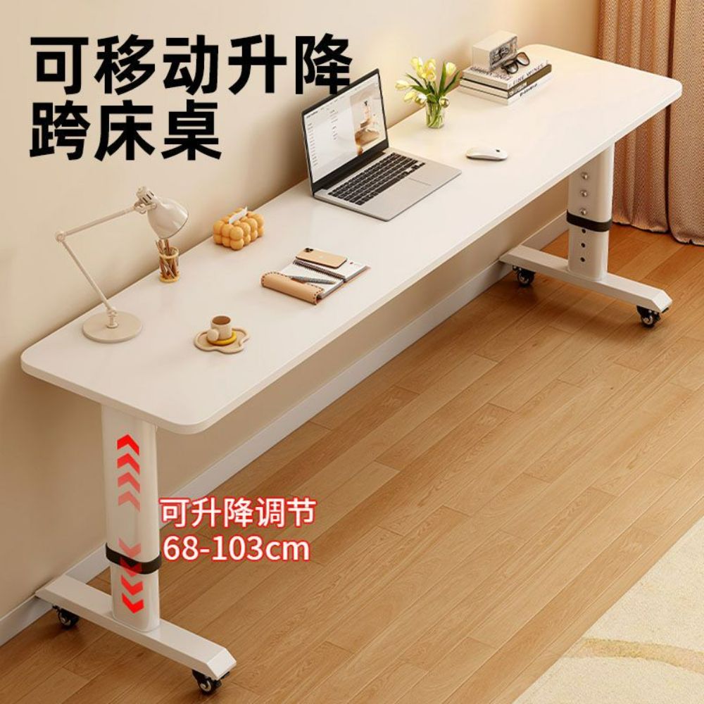 바퀴달린 테이블 이동식 침대 간이 사이드 쇼파 원목 생태 보드 68-103 흰색+흰 120x40x73cm - 상세 이미지 3