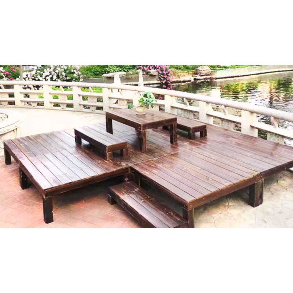 야외용 평상 마루 원목 테이블 부식방지 베란다 테라스 펜션 방부목 정자 90x30x18cm 이미지 7