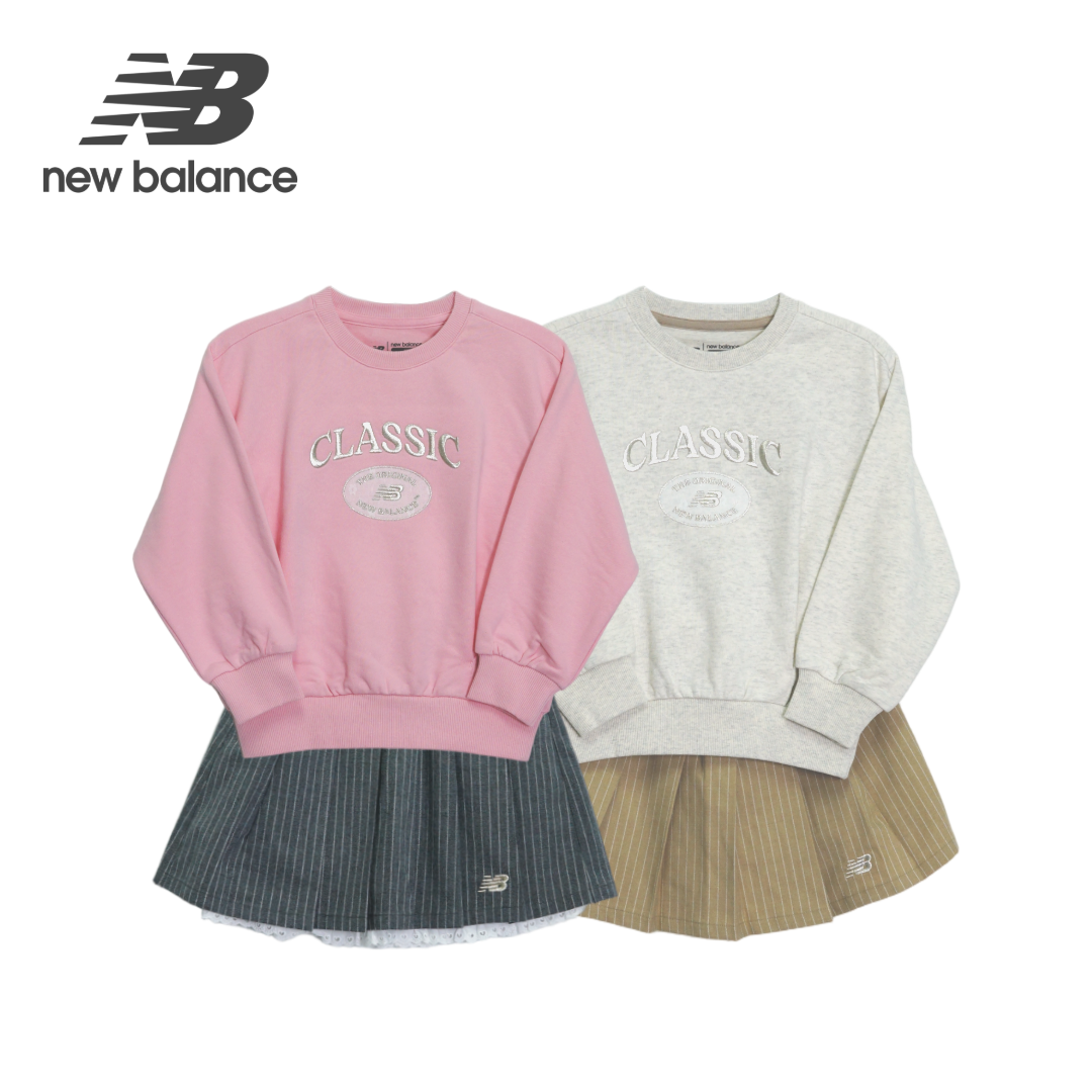 뉴발란스 키즈 여아 라운드넥 스트라이프 스커트 치마 셋업 상하의세트