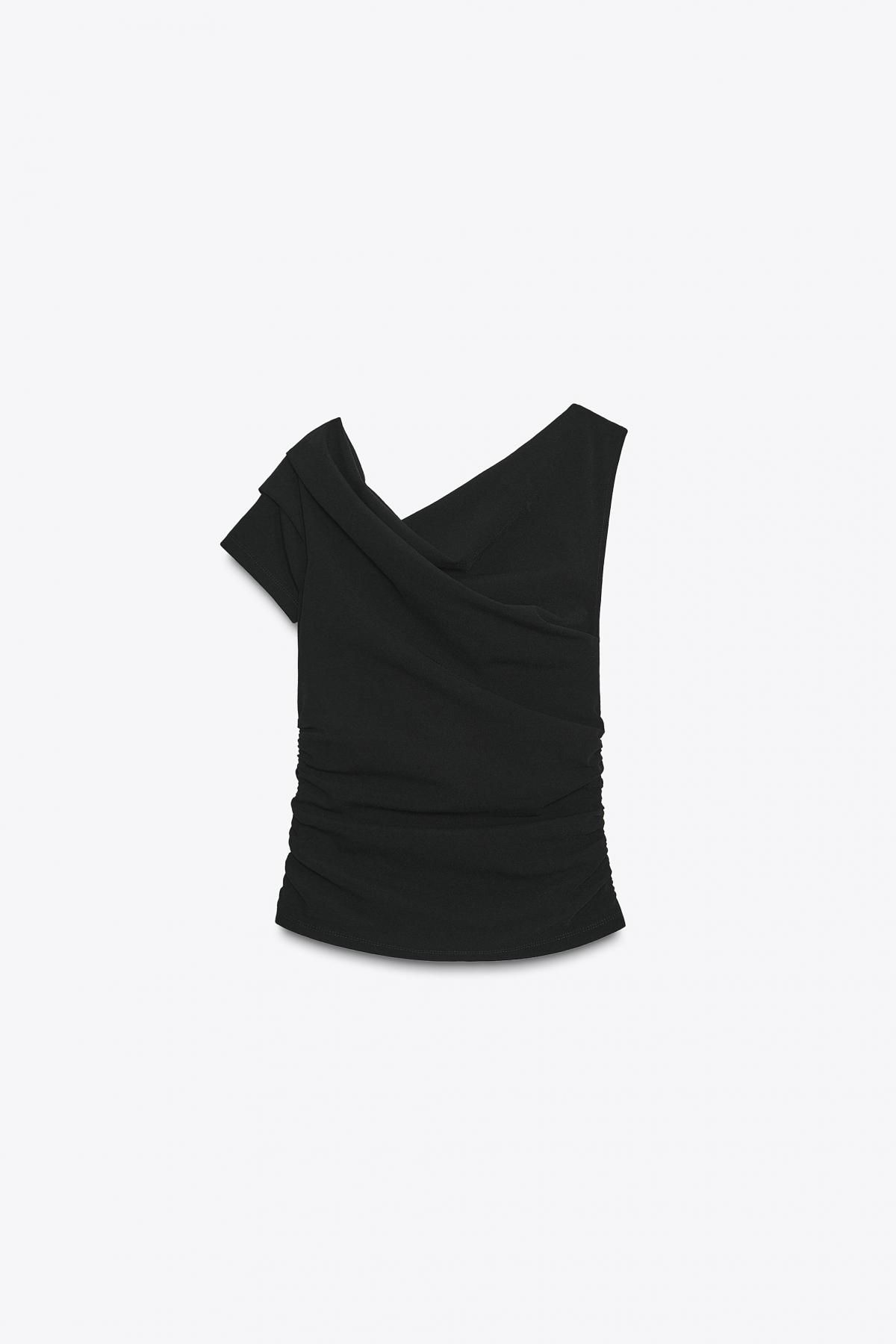 자라 스트레치 비대칭 숄더 셔링 탑 3644/811 BLACK - 상세 이미지 5