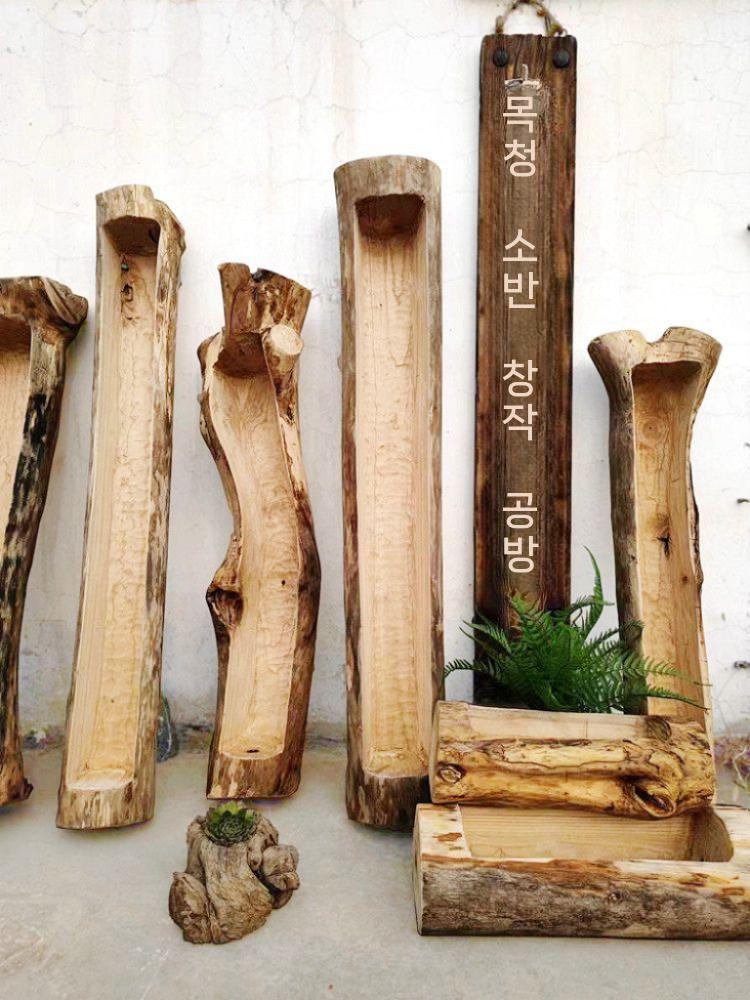 여물통 원목 오래된 다육 인테리어 물마루 목재 실외 베란다화단 928 (51x34cm) 목재 특대 - 상세 이미지 3
