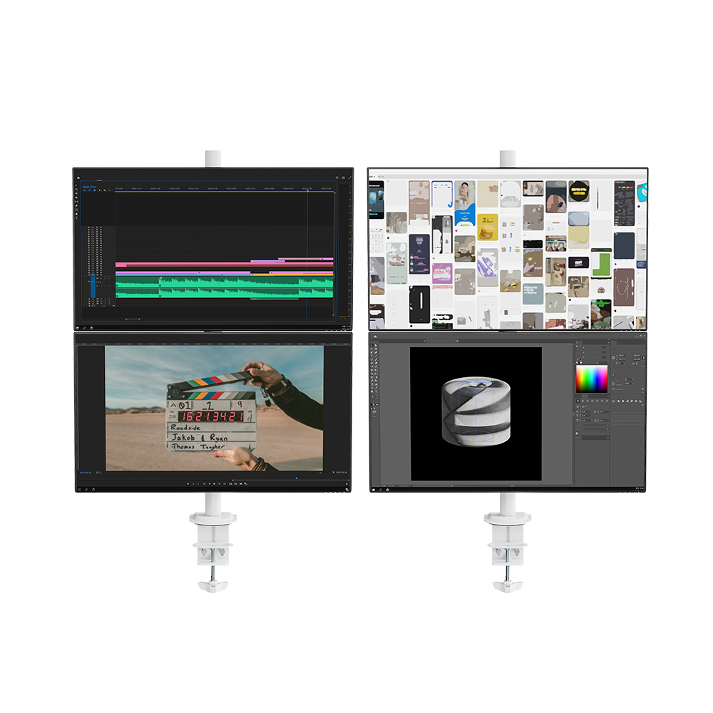 루나랩 모니터암 듀얼 거치대 세로 수직 상하 버티컬 화이트