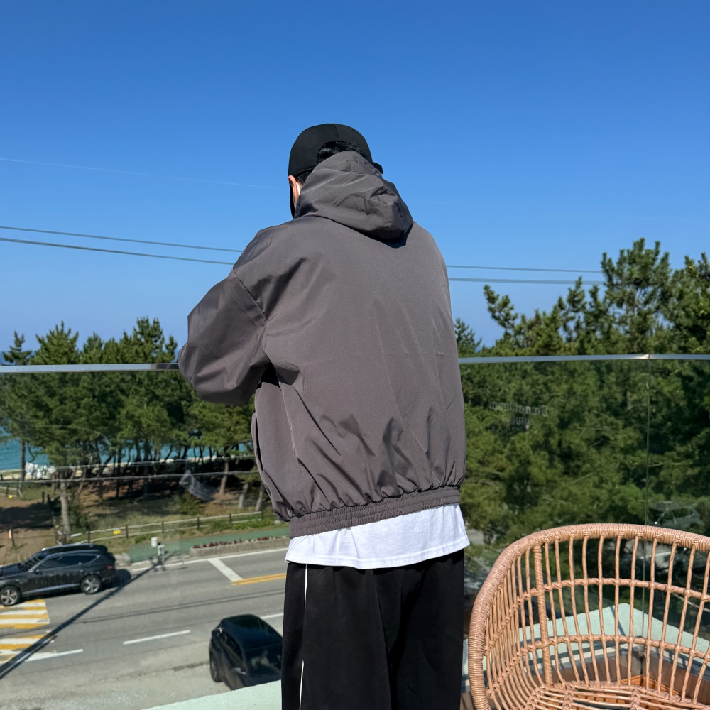 후드 윈드브레이커 가을 캐주얼 남자오버핏바람막이 - 상세 이미지 3
