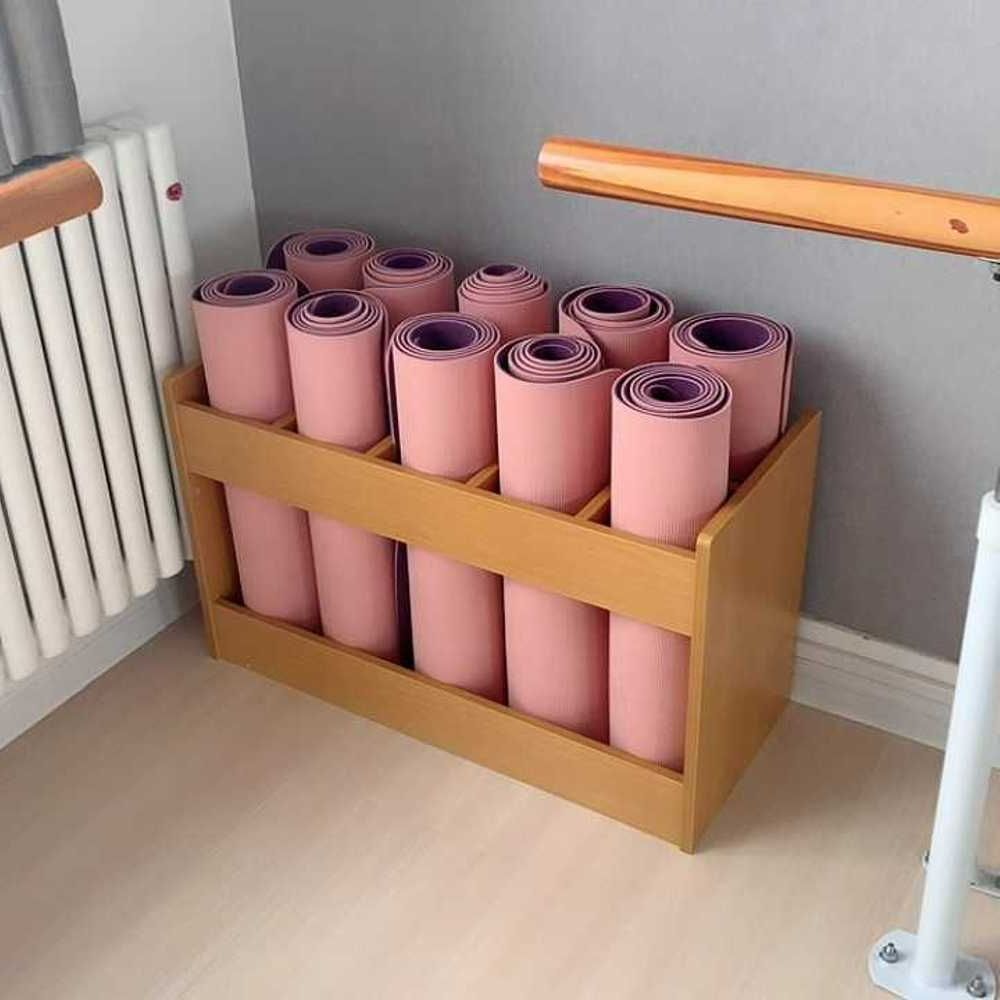 원목 요가 매트 보관함 폼롤러 선반 거치대 - 상세 이미지 2