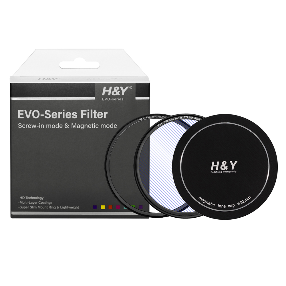 HNY HD EVO 블루 스트릭 마그네틱필터 렌즈캡 세트 82mm - 상품 이미지