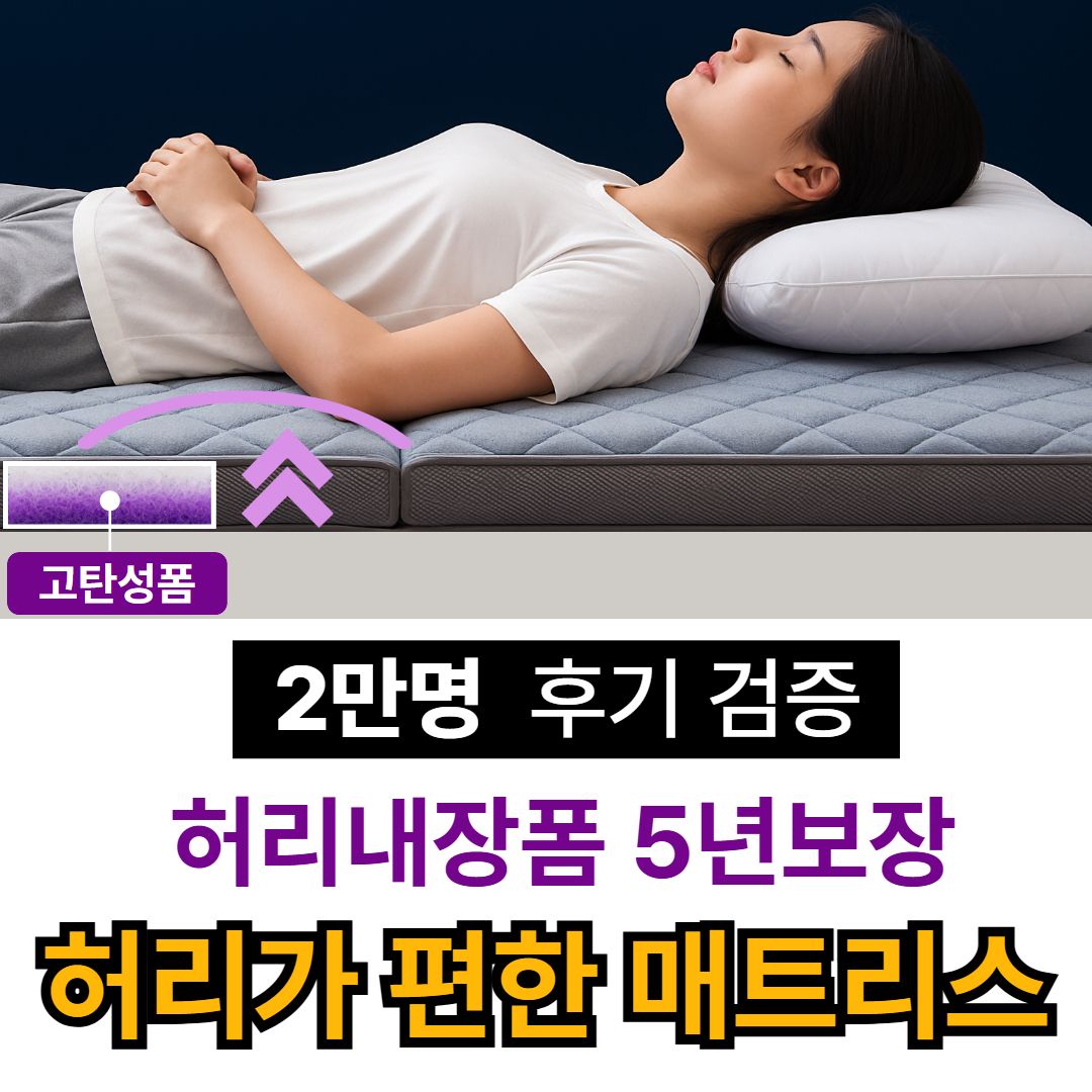 솜스 허리에좋은 초고밀도 단단한매트리스 3단접이식매트리스 1인용 거실 수면매트 바닥토퍼 - 상세 이미지 2