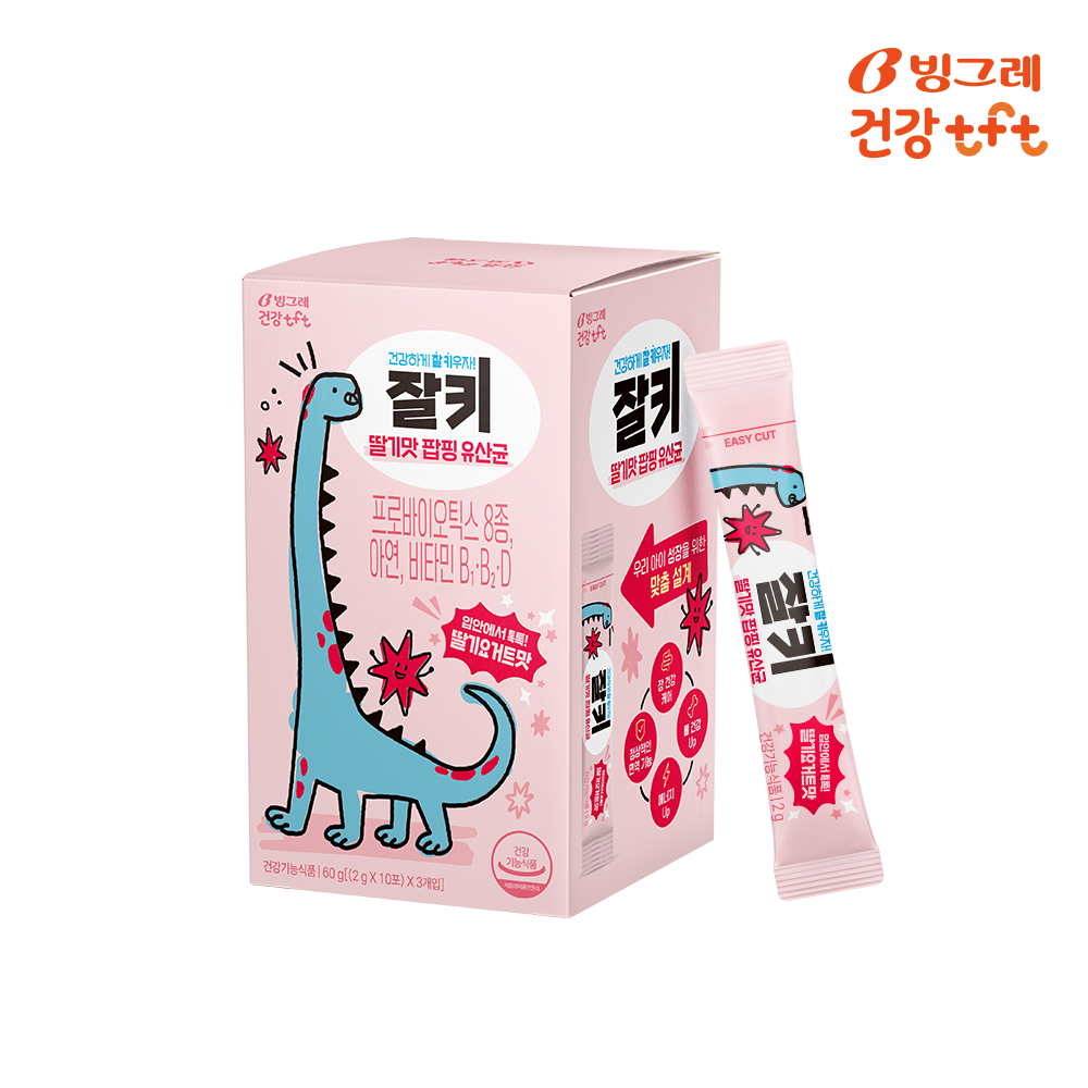빙그레 잘키 딸기요거트맛 팝핑 유산균 프로바이오틱스 키즈유산균 30포, 1개 - 상세 이미지 2