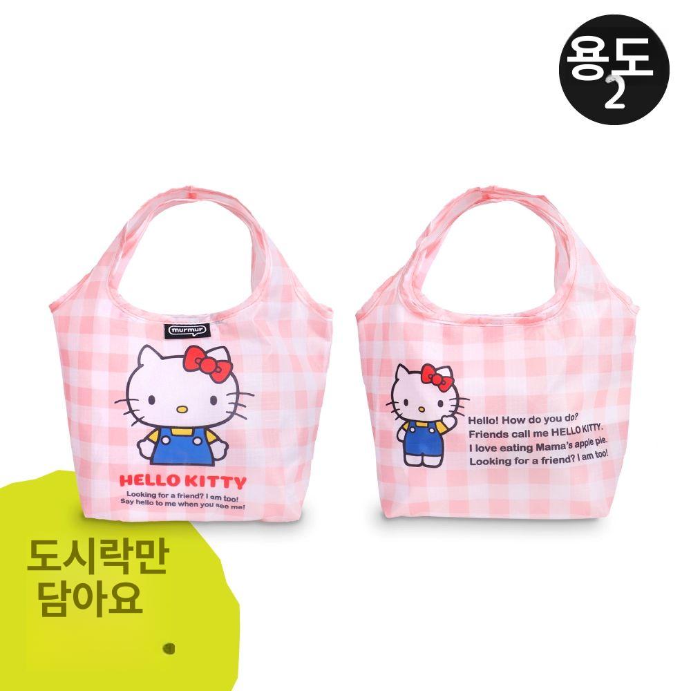 헬로 키티 런치백 도시락 가방 다용도 휴대용 접이식 쇼핑 음료 소품 보관 귀여운 숄더백 - 상세 이미지 3