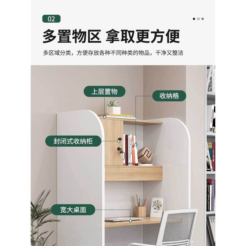 칸막이 독서실책상 집중력 공부방 1인 LED스탠드 학생 G형 120cm - 상세 이미지 2