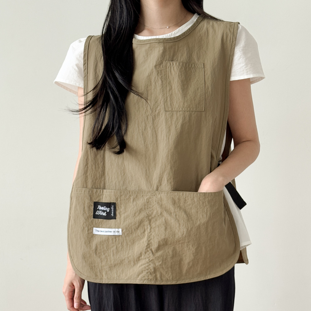 데이로이 조끼 앞치마 카페 바리스타 식당 짧은 롱 방수 앞치마 블랙