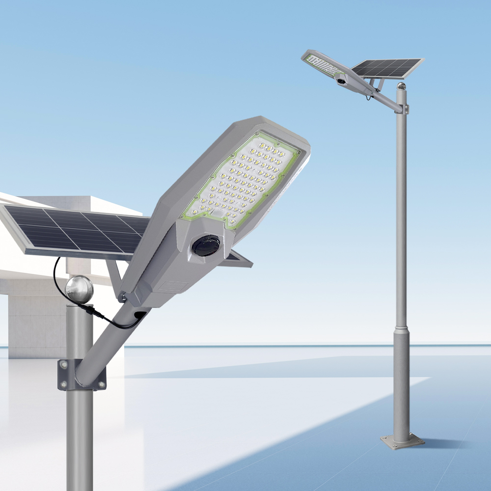 태양광 센서등 태양열 가로등 헤드 LED 조명 외등 보안등 사각 투광기 300W 기둥3M - 메인 이미지