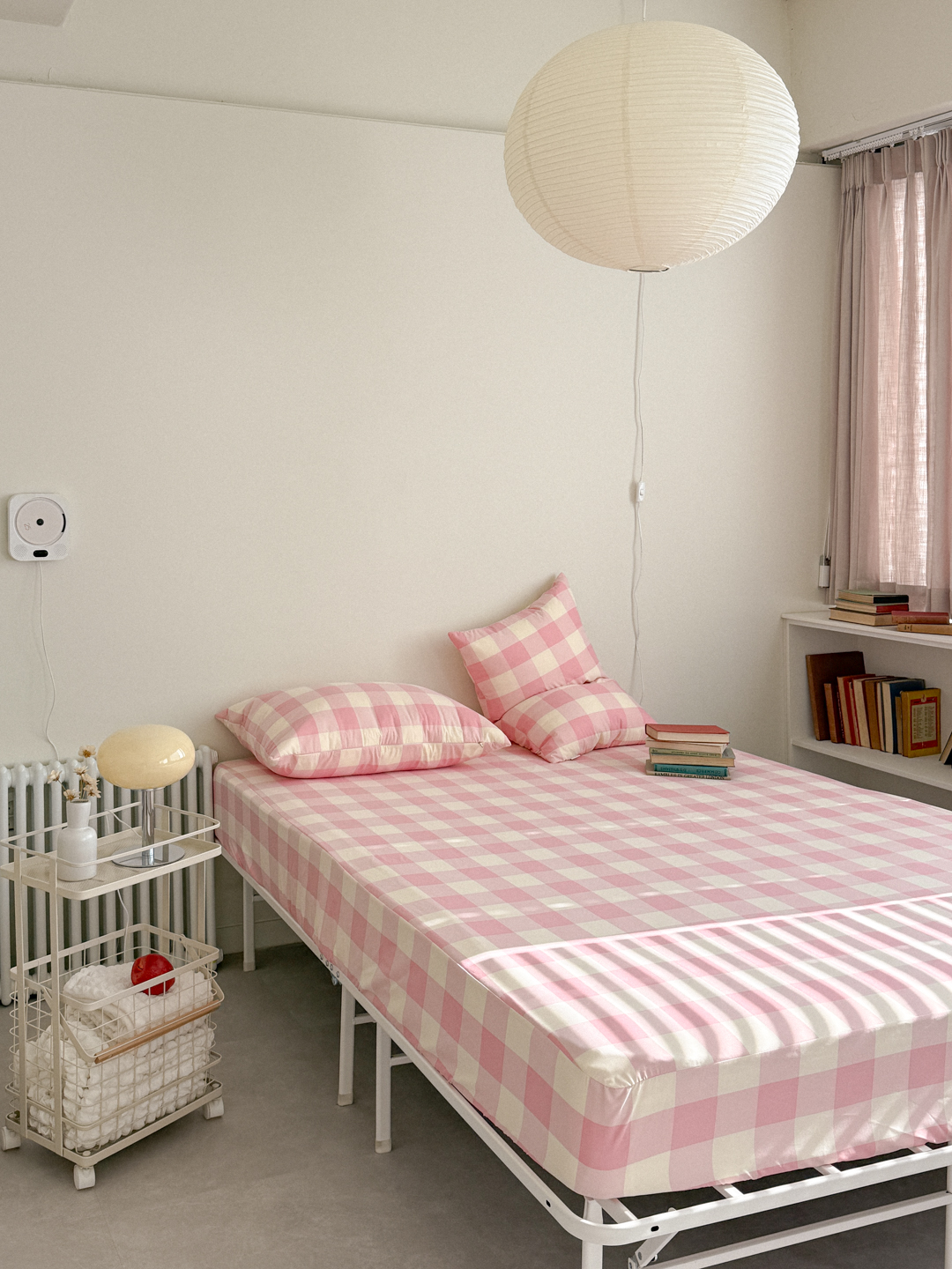 마리엔젤 봄핑크 빅깅엄체크 알러지케어 먼지없는 매트리스커버 SS