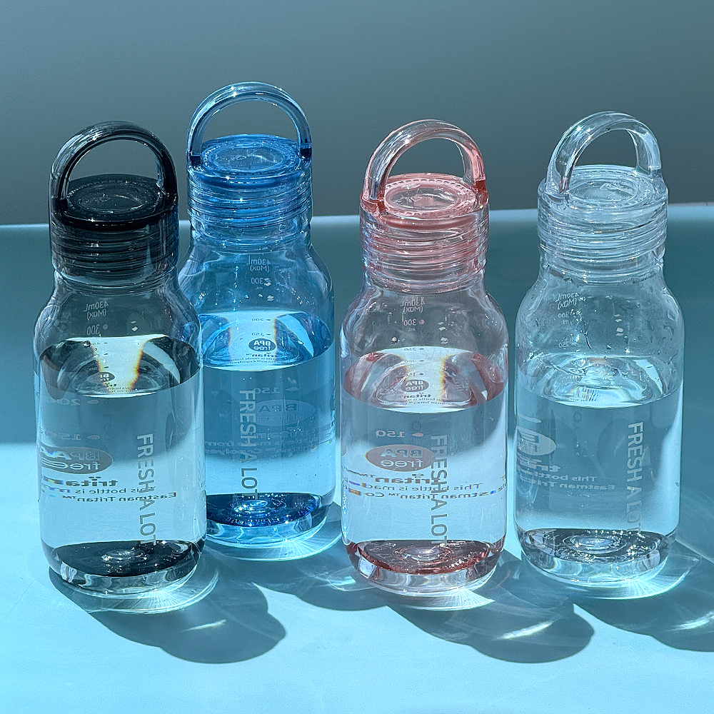 프레쉬어랏 트라이탄 물병 어린이 학생 휴대용 가벼운 핸들캡 에어 보틀 430ml, 클리어 이미지 3