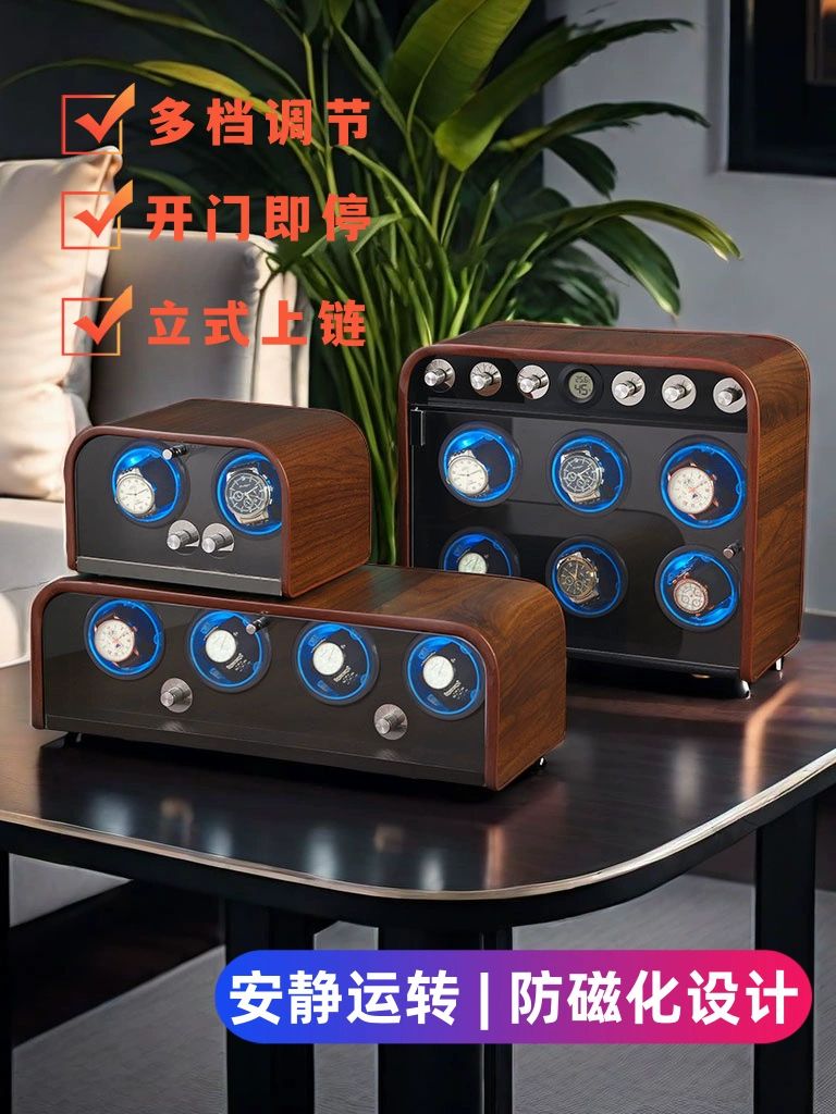 시계 보관함 투명 정리함 고급 빈티지 럭셔리 유리 1개 도어스탑+무드등+전원 배터리 겸용 - 상세 이미지 3