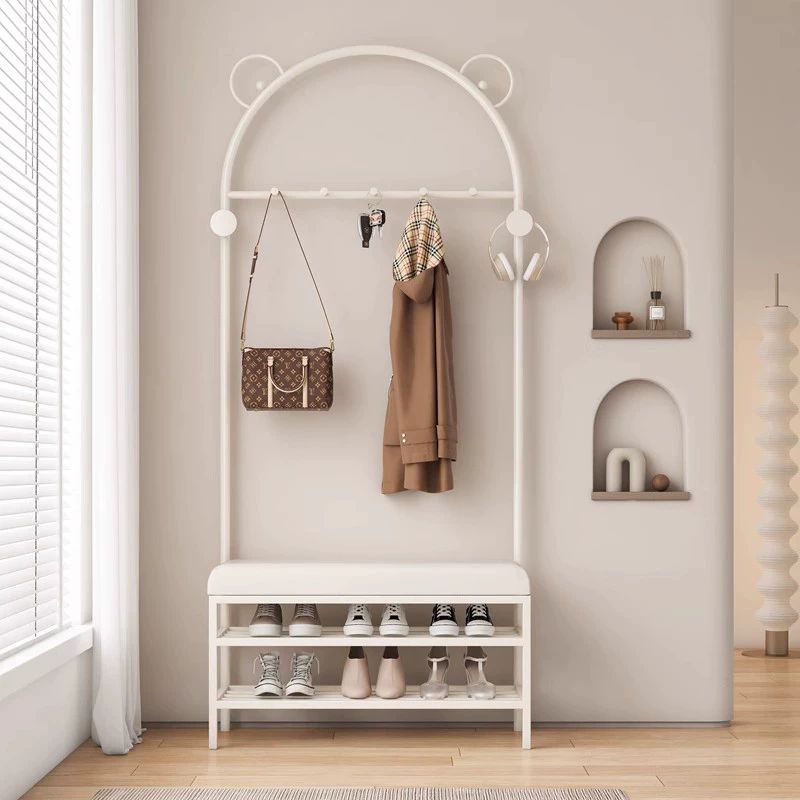 옷가게 벤치의자 신발장 인테리어 다용도 정리대 60cm밀키화이트가죽+밀키화이트스탠드 - 상세 이미지 2