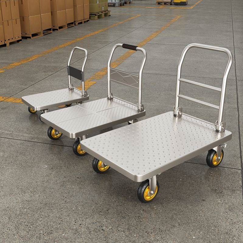 마트 운반 튼튼한 스테인레스 택배 대차 카트 물류 73x48 5인치 휠 900kg 장갑 - 상품 이미지