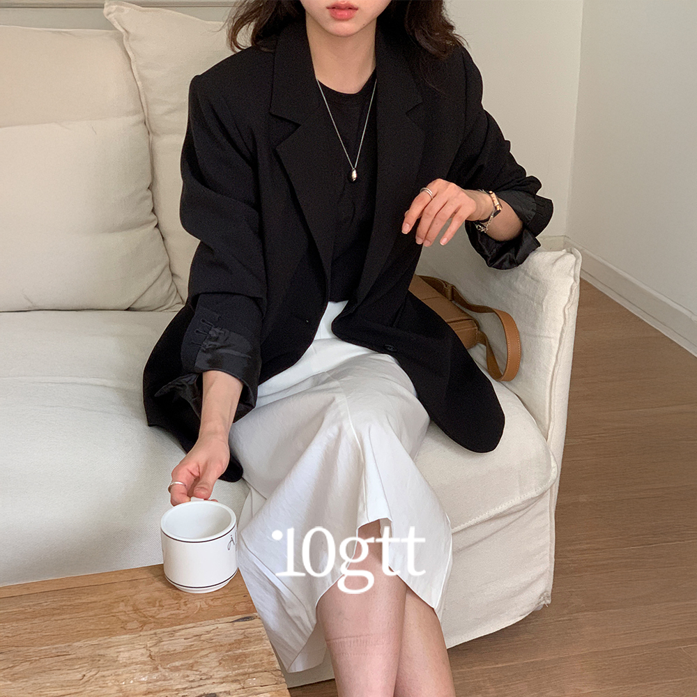 [자체제작] 오버핏 소매트임 자켓 아우터 블랙 그레이 가을 215