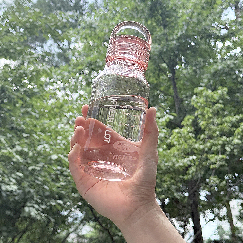 프레쉬어랏 트라이탄 물병 어린이 학생 휴대용 가벼운 핸들캡 에어 보틀 430ml, 클리어 이미지 4