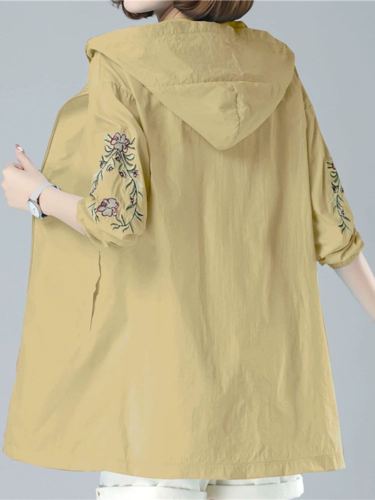 엄마바람막이 여성 아우터 여름 할머니 얇은 야상 콩그린 2XL - 상세 이미지 4