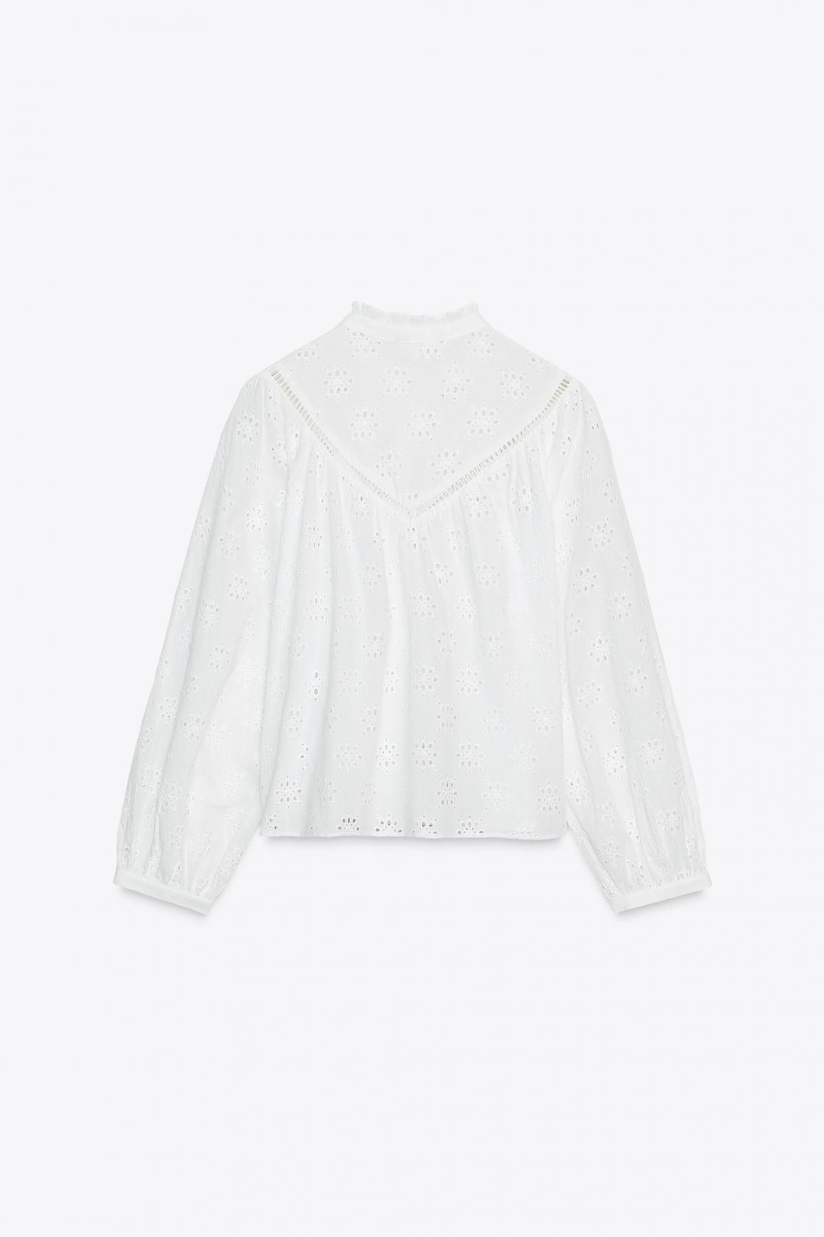 자라 로맨틱 레이스컷 아플리케 긴팔 블라우스 8741/230 WHITE 이미지 6