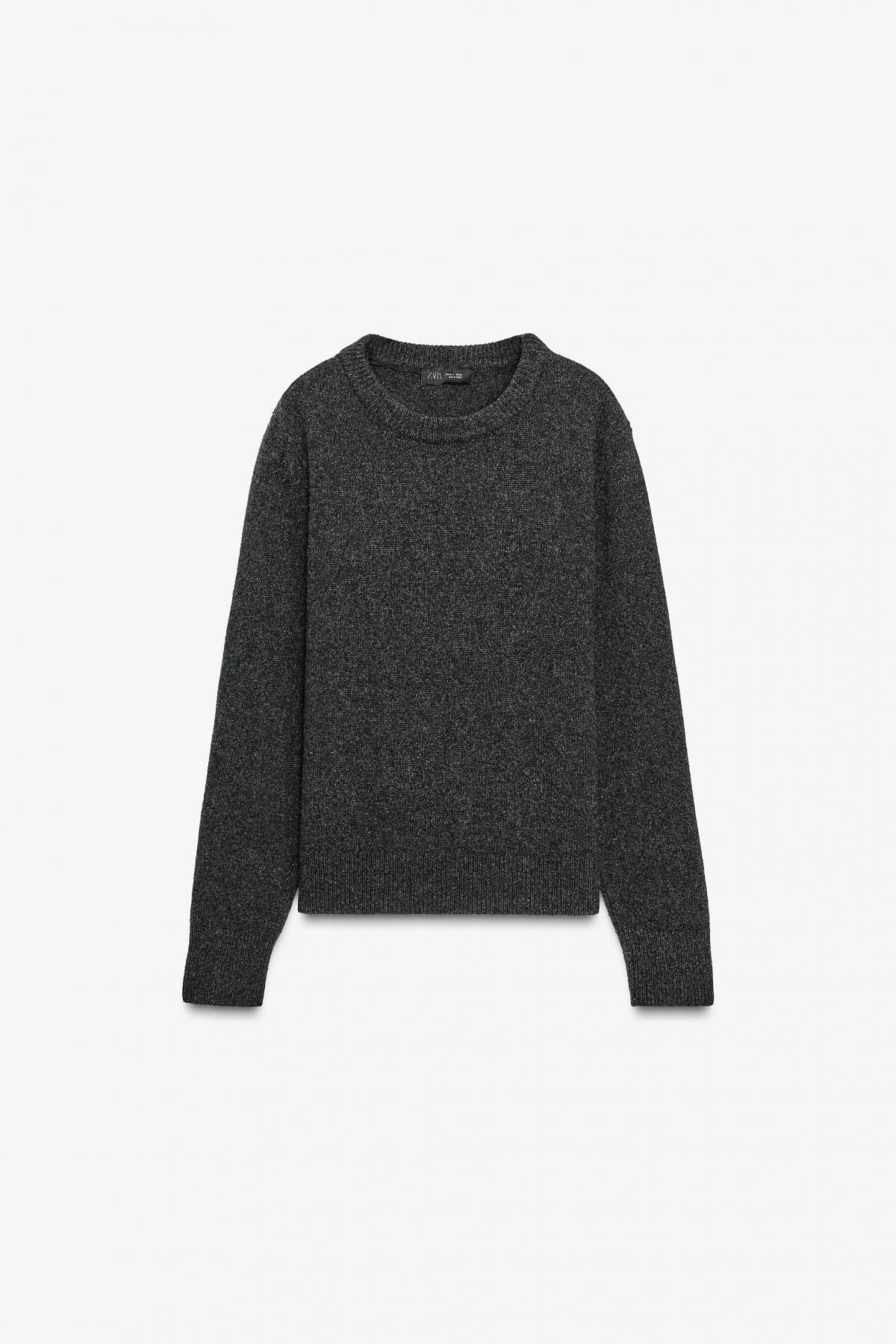 자라 프리미엄 캐시미어 울 라운드넥 베이직 니트 스웨터 6771/102 DARK GREY - 상품 이미지