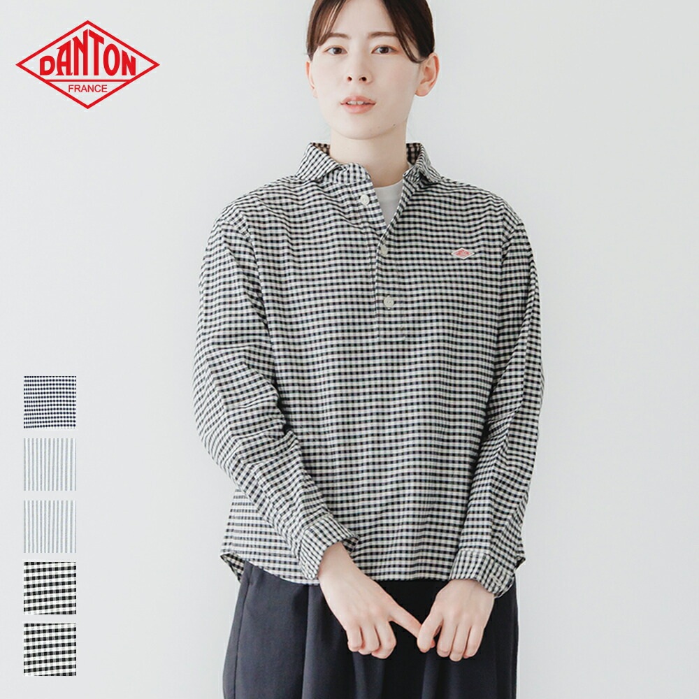 단톤 옥스포드 라운드카라 체크/스트라이프 셔츠 DT-B0281OXP 34 블랙/화이트체크 - 메인 이미지