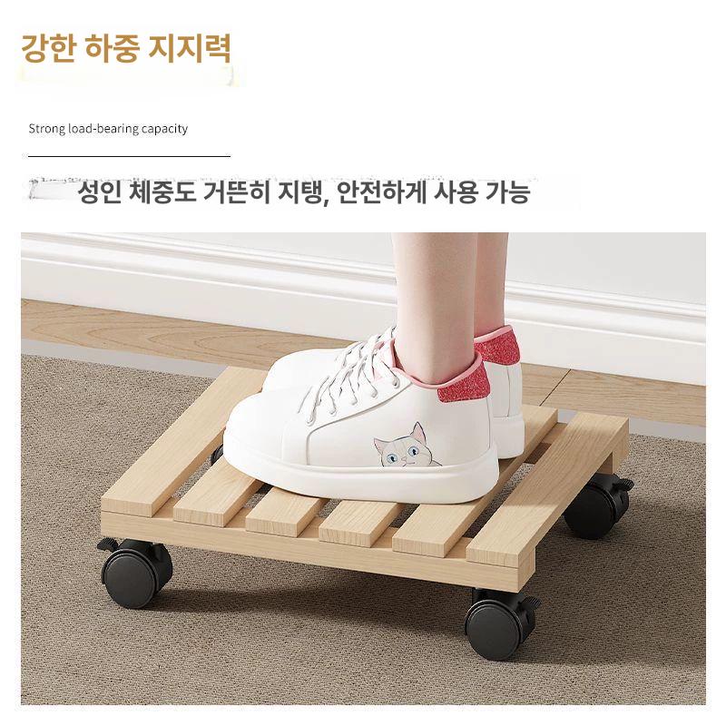 바퀴 화분 받침대 선반 이동식 플랜트 지지대 6륜길이60x너비40탄화목 - 상세 이미지 4