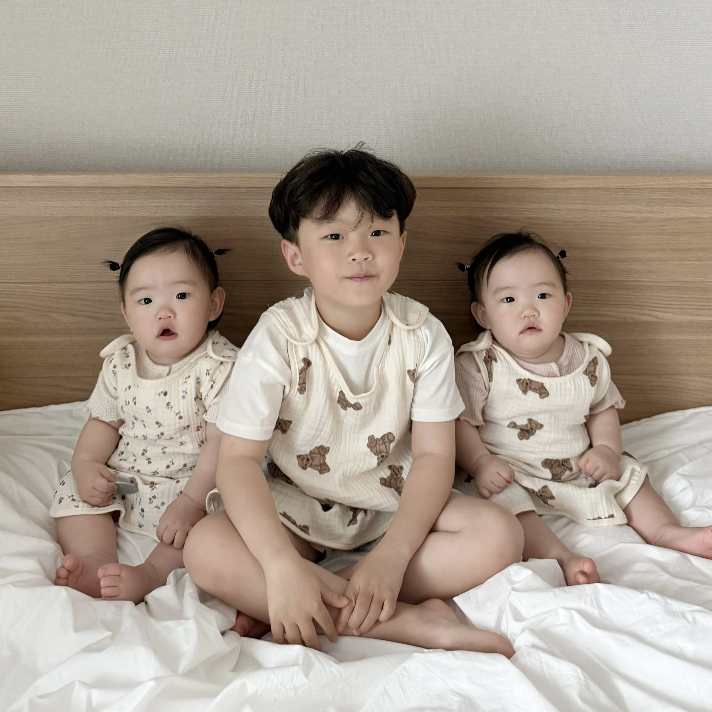 바니블라썸 아기 수면조끼 봄 여름 유아 실내복 신생아 거즈 수면잠옷 골지 베이지 - 상세 이미지 3