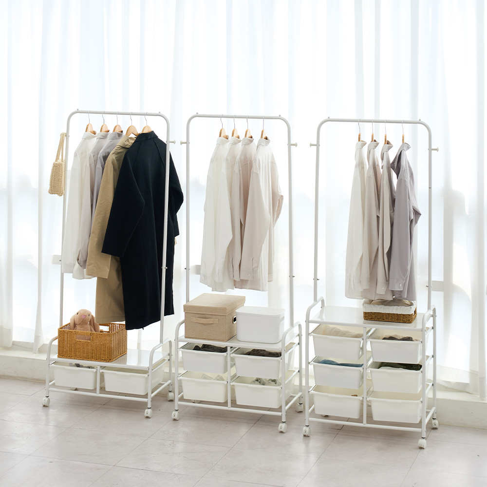 무베즈 서랍형 이동식행거 2단 드레스룸 스탠드 옷걸이 행거