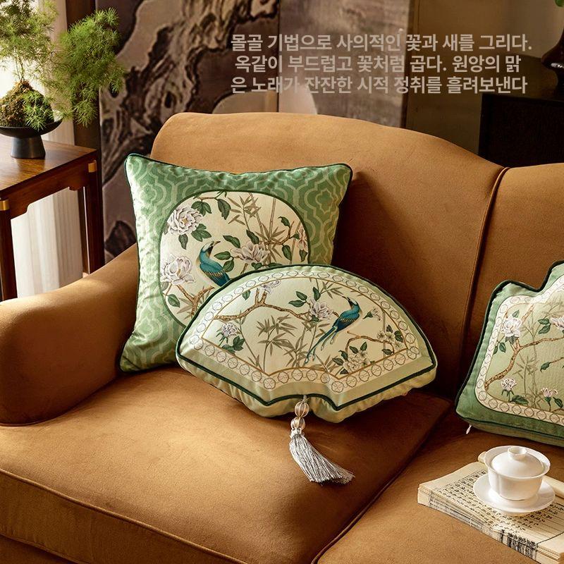 프로방스 엔틱쿠션 레이스 소품 롤테이프 거실 엔틱 가든 부채꼴 쿠션 28x45cm 쿠션 커버+쿠션솜 - 상세 이미지 3