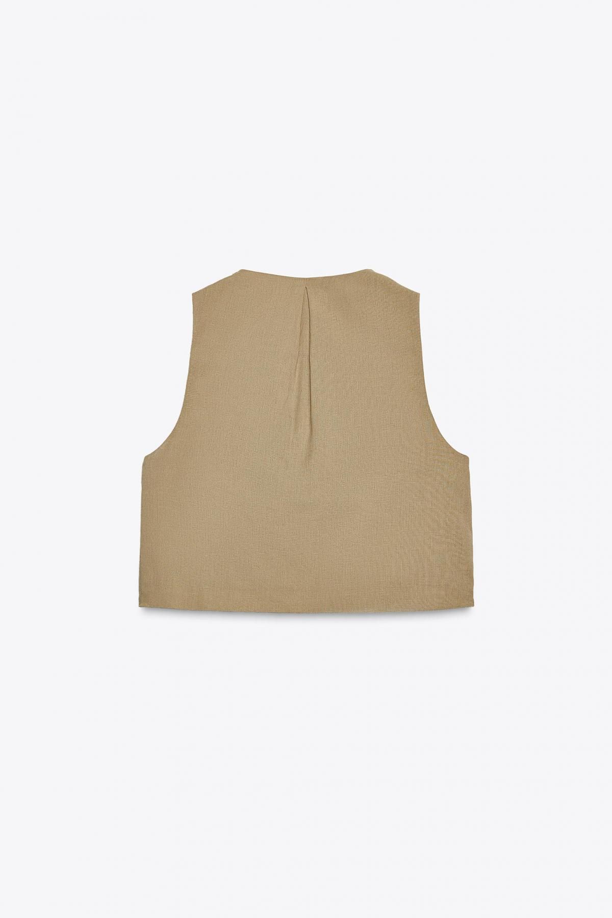자라 린넨 블렌드 플라워 자수 니트 베스트 6895/278 OCHRE - 상세 이미지 4