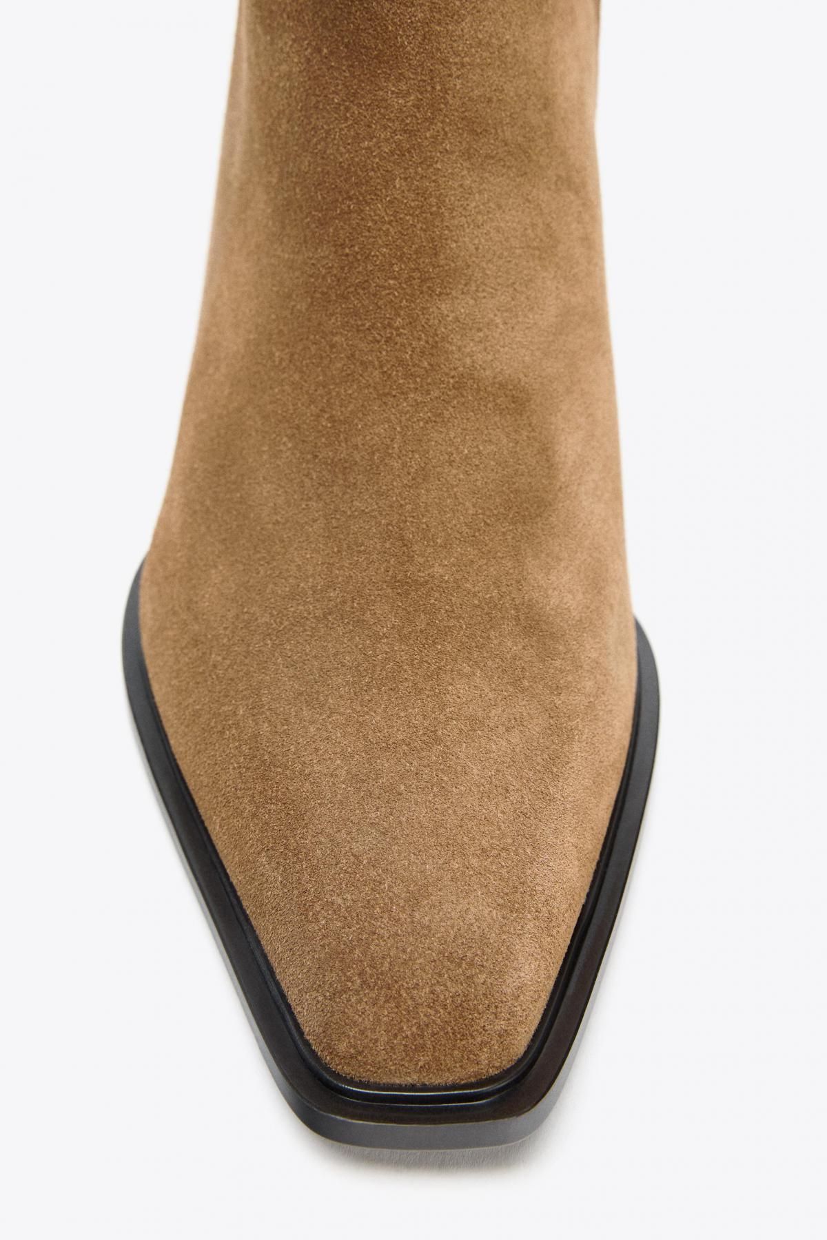 자라 스웨이드 미드힐 포인트토 지퍼 앵클부츠 3102/610 SAND/BROWN - 상세 이미지 5