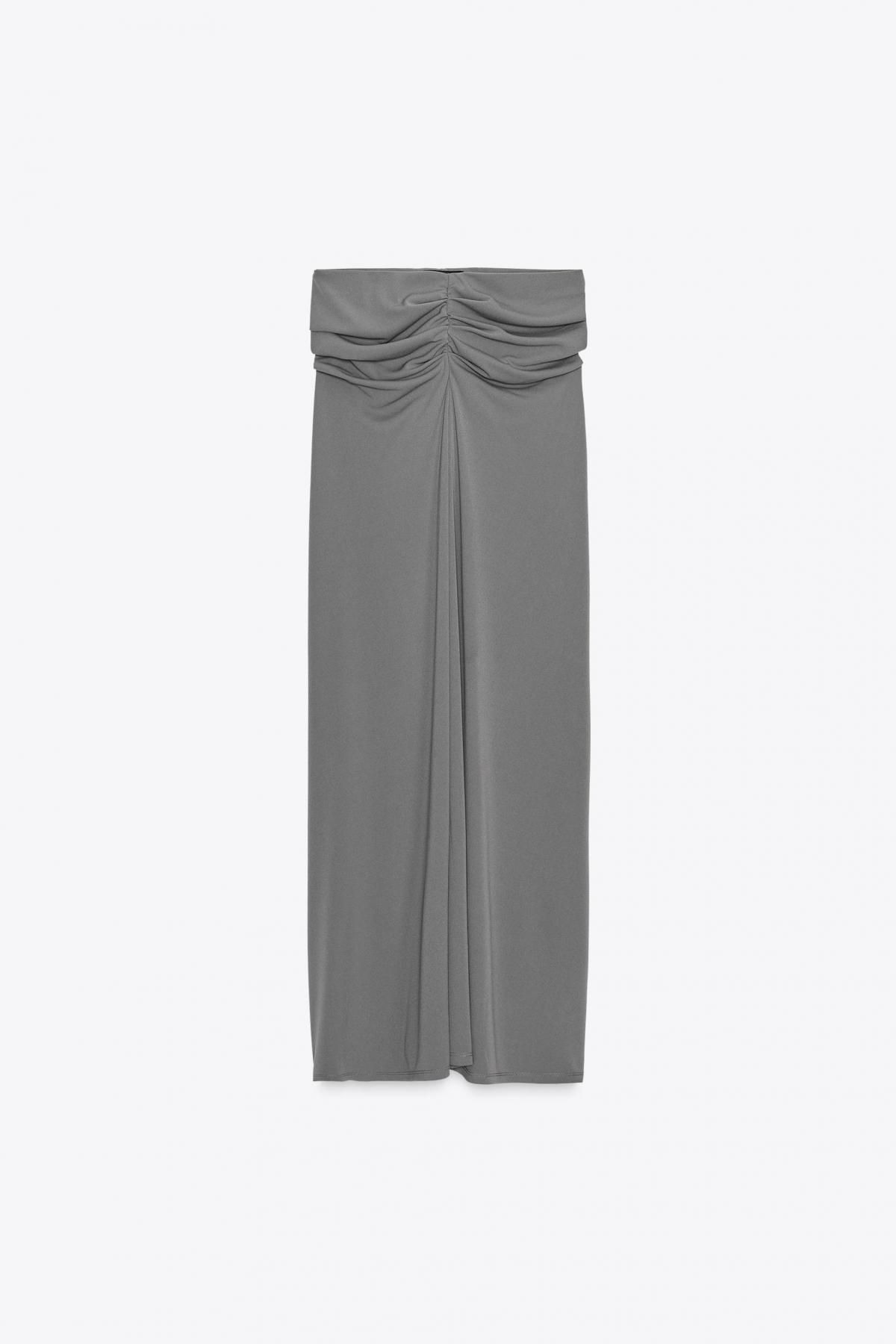 자라 테크니컬 니트 셔링 롱 스커트 4772/504 GREY - 메인 이미지