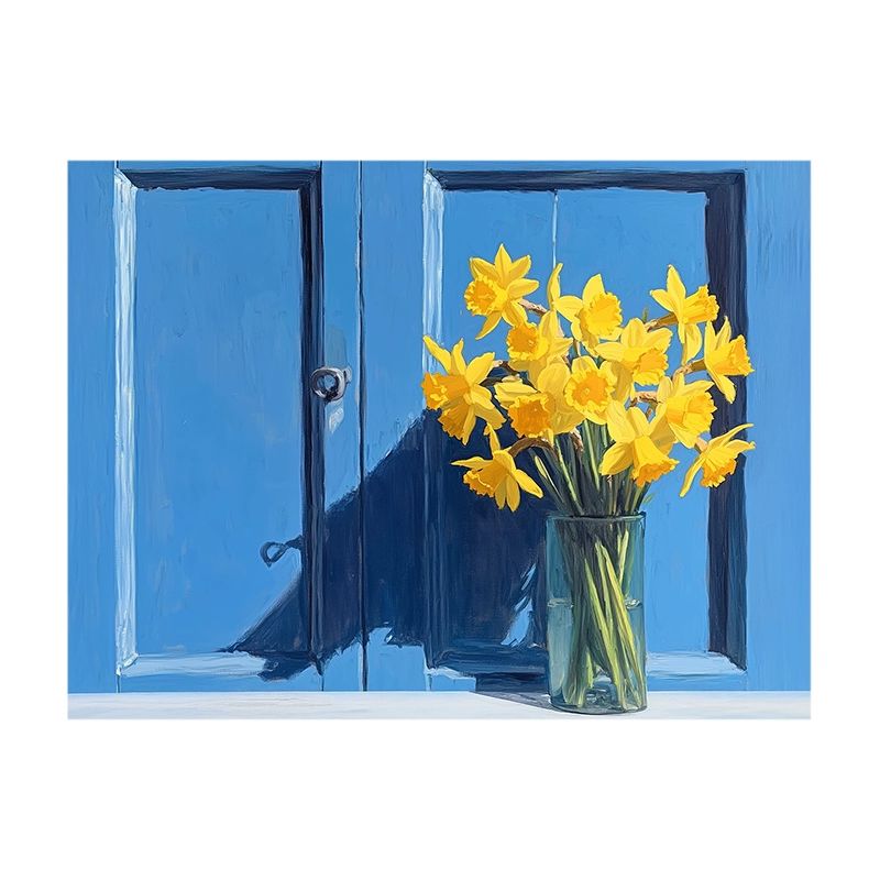 모던아트 블루그림 새집액자 미니멀리스트 거실 사무실 꽃이 피는 날 단폭 L 60x80cm - 상품 이미지