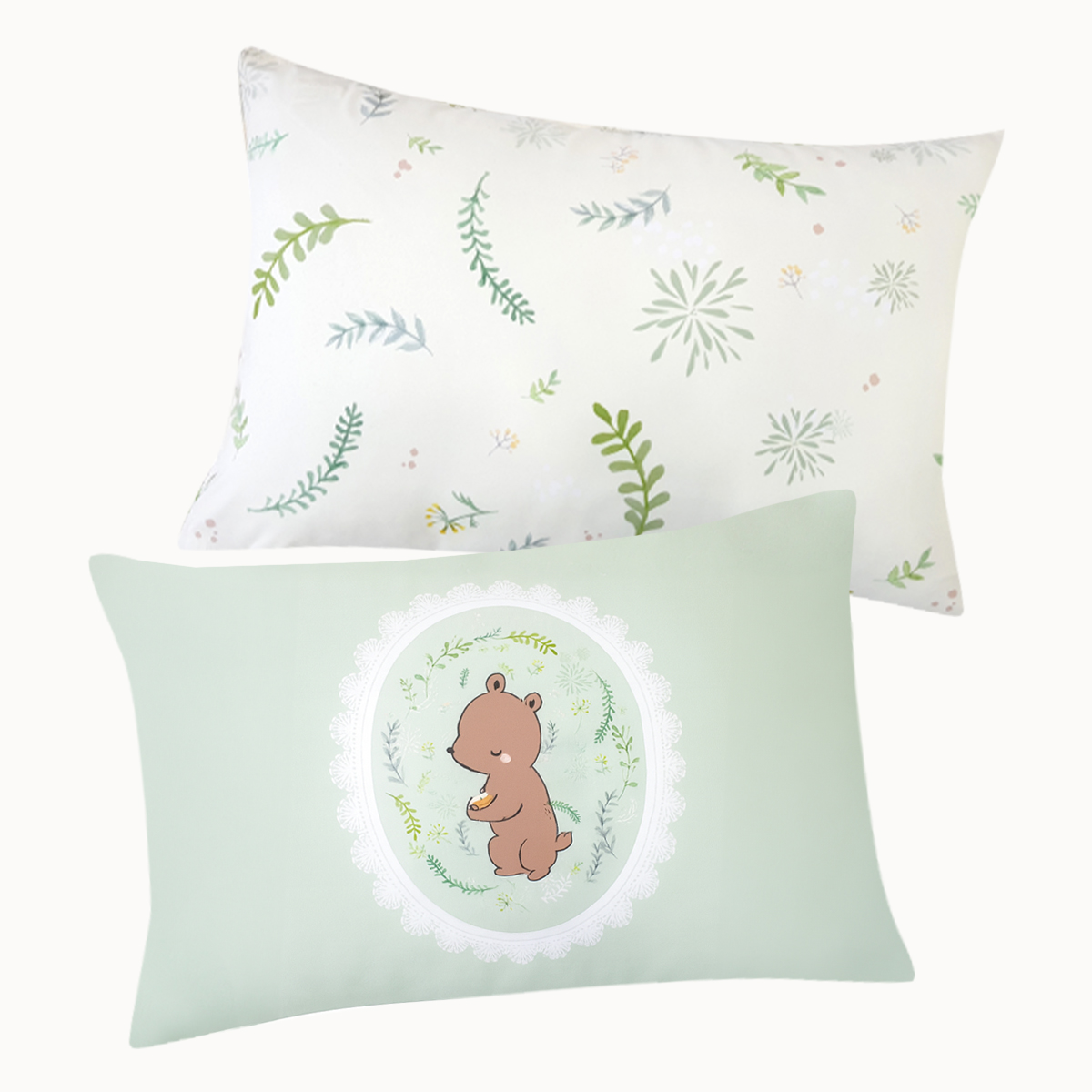 [단독특가] 알러지케어 캐릭터 누빔 키즈베개커버 All Season 앤베어 민트 (곰돌이), 40x60cm
