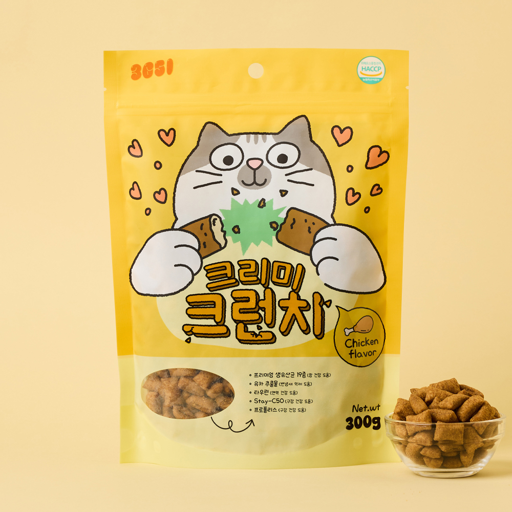 3651 크리미크런치 고양이 간식 이빨과자 겉바속촉 스낵 닭고기, 300g, 1개 - 메인 이미지