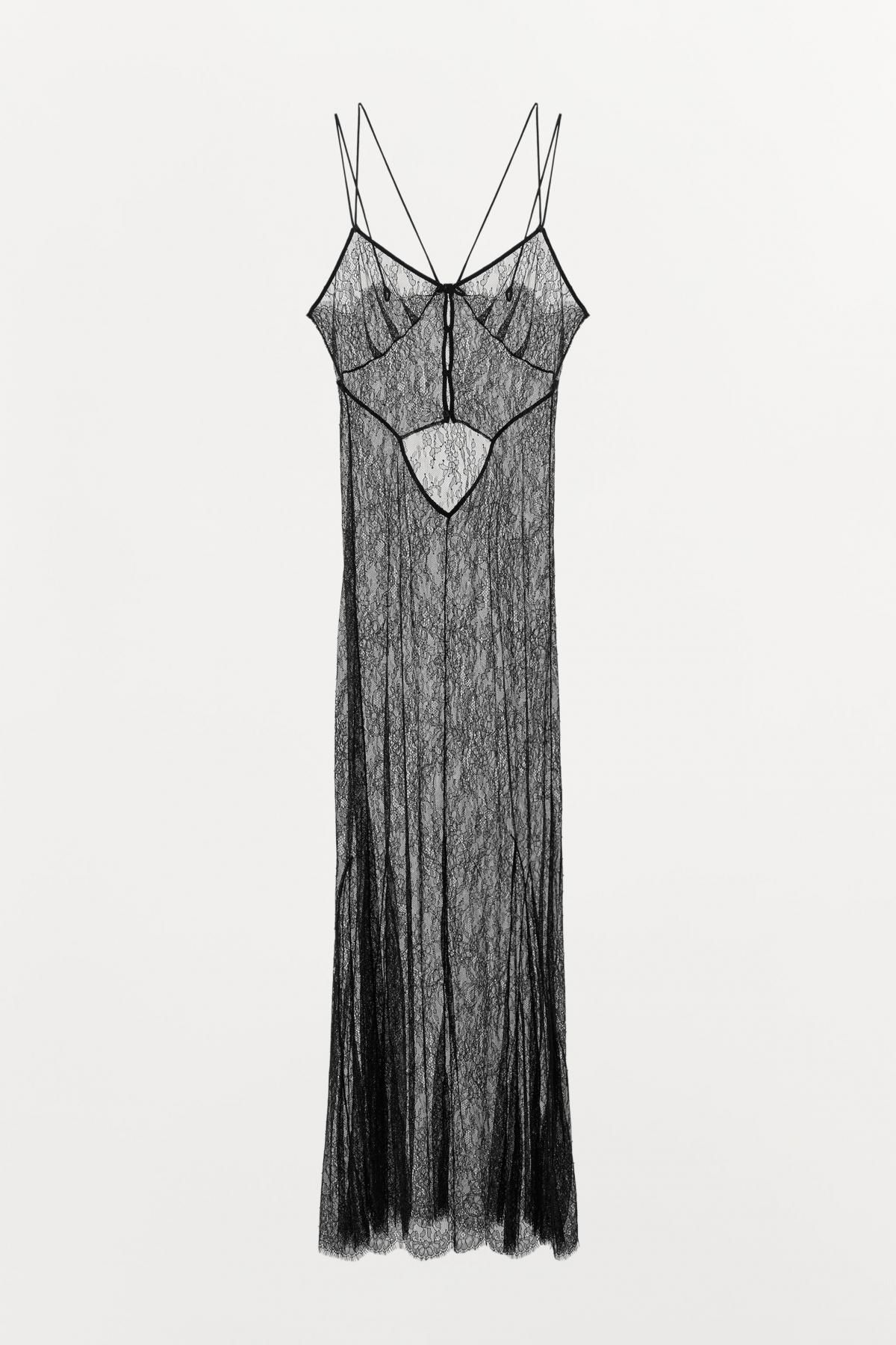 자라 시스루 레이스 롱 슬립 원피스 1067/535 BLACK - 메인 이미지