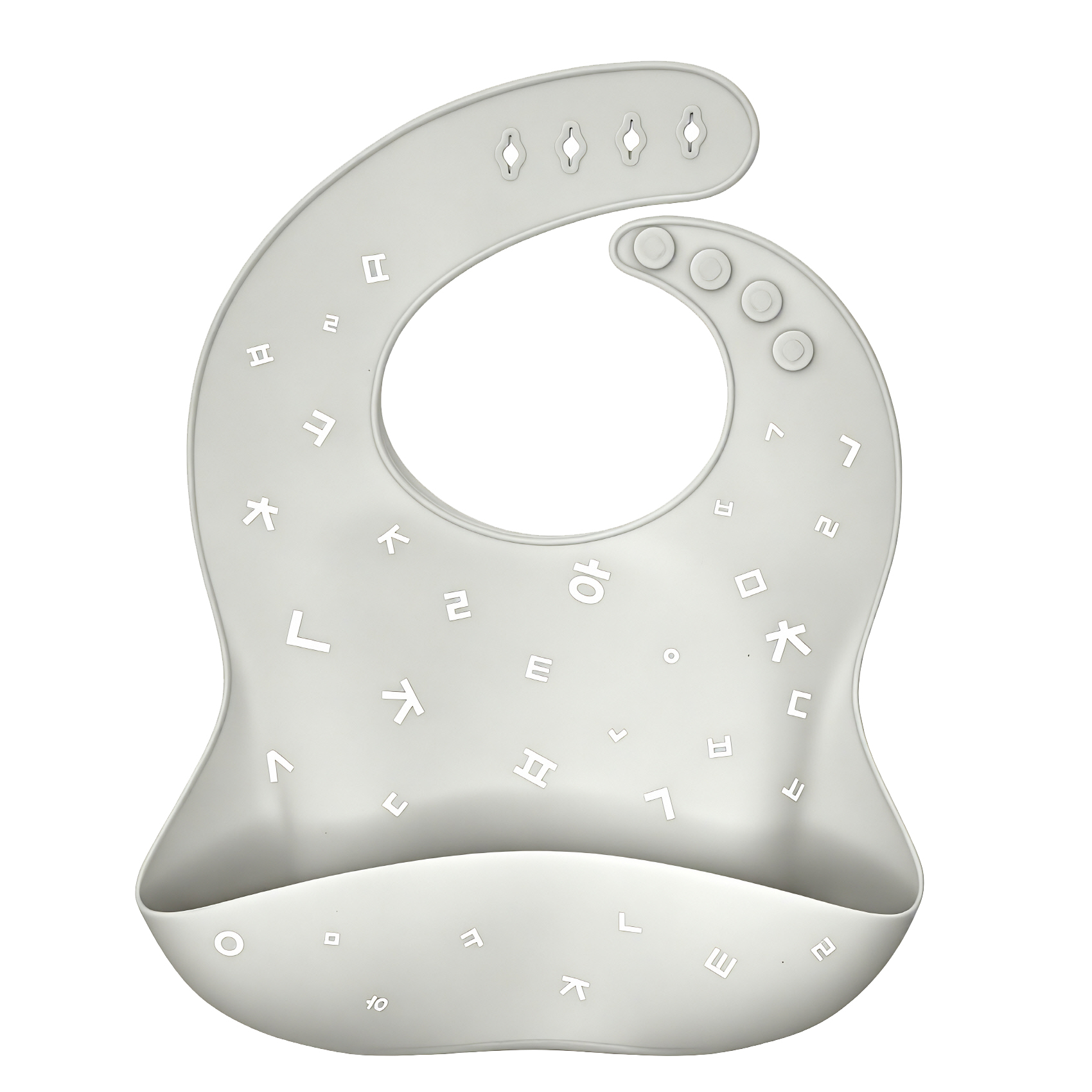 리틀그립 프리미엄 올 실리콘 턱받이 그레이한글