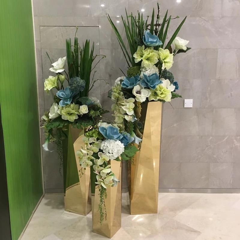 대형 화분 꽃병 야외 호텔 대형화분 스텐 화단 스테인레스 직경 26xH70CM 로즈 골드 - 상세 이미지 4